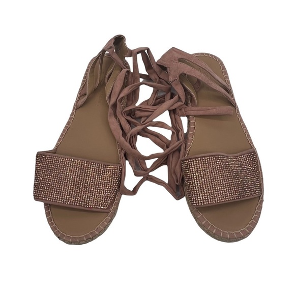 ASOS Rose Gold Embellished Ankle Lace Up Espadrille Sandals Size 5.5 Women’s - Picture 5 of 9